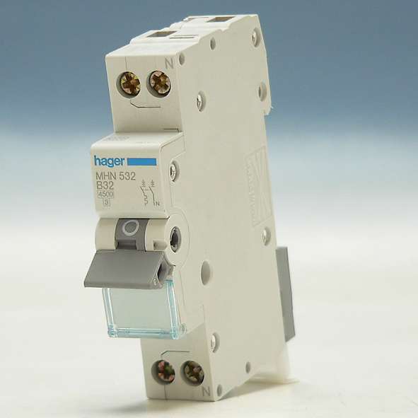 Hager Installatieautomaat 1-P+N B32A 4,5kA 1module MHN532 afbeelding 2
