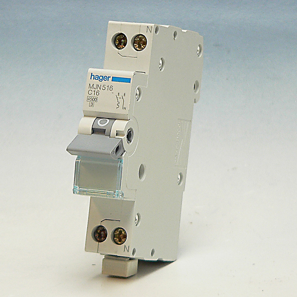 Hager Installatieautomaat 1-P+N C16A 4,5kA 1module MJN516 afbeelding 2