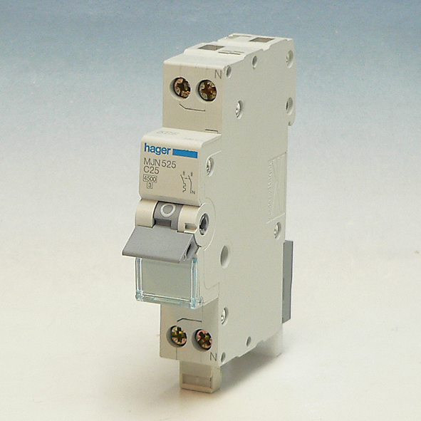 Hager Installatieautomaat 1-P+N C25A 4,5kA 1module MJN525 afbeelding 2