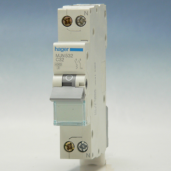 Hager Installatieautomaat 1-P+N C32A 4,5kA 1module MJN532 afbeelding 2