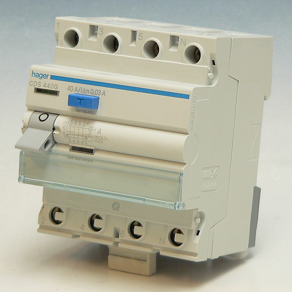 Hager Aardlekschakelaar 4-P 40A 30mA klasse A QBB CDS440G afbeelding 2