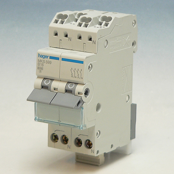 Hager Fornuisgroep 2x1P+N B16A 6kA QuickConnect MKS599