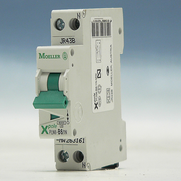 EATON PLN6-B6/1N-MW AUTOMAAT B 6A 6KA 1P+N 18MM afbeelding 2