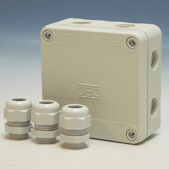 OBO kabeldoos B9/T +3 wartels M20, IP67 met doorstootmembraan