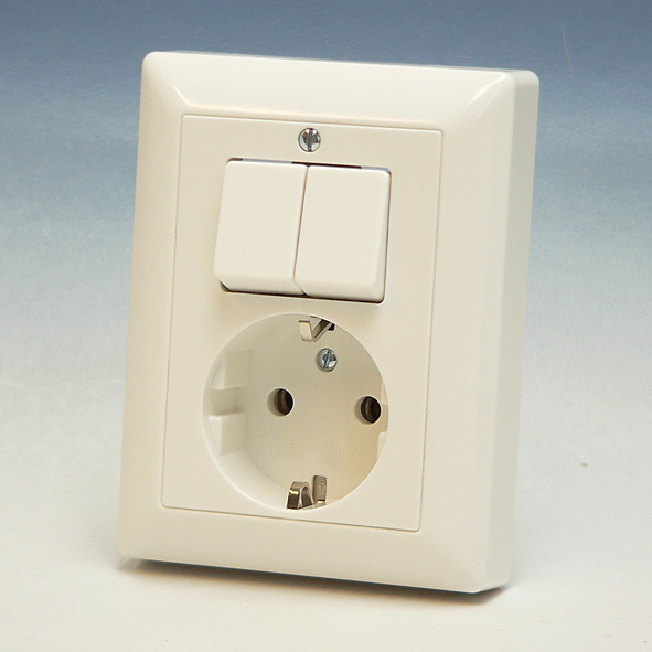Jung AS500 combinatie wandcontactdoos met randaarde en serieschakelaar wit AS5575EUWW