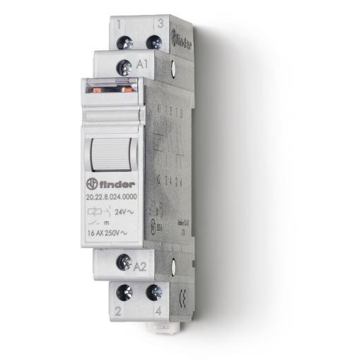 FINDER 20.22.8.024.4000 IMP REL 24VAC 2M 16A 1MOD afbeelding 2