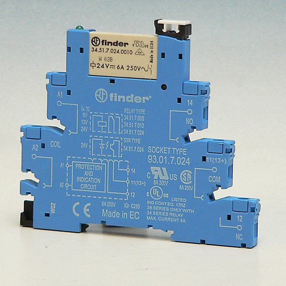 FINDER 38.51.7.024.0050 INTERFACE REL 24VDC 6A SCH