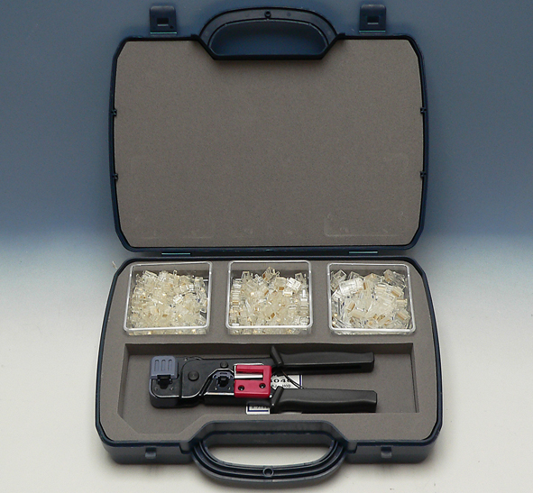 Assortiment met modulaire stekers RJ11 en RJ12 voor platte s