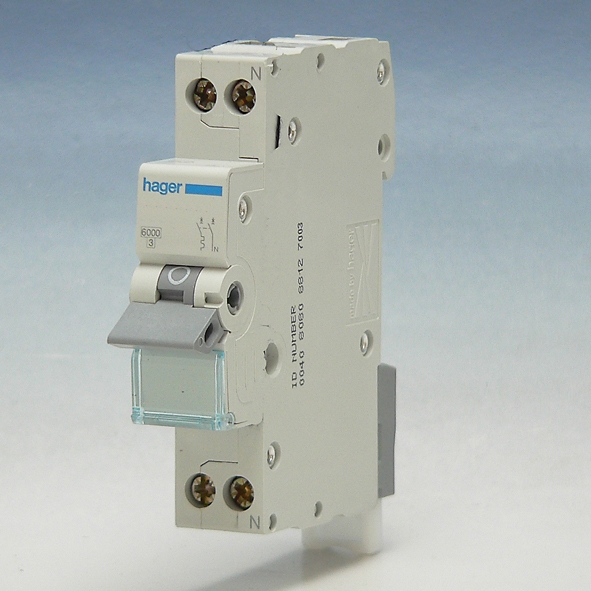 Hager Installatieautomaat 1-P+N B6A 6kA 1module MKN506 afbeelding 2