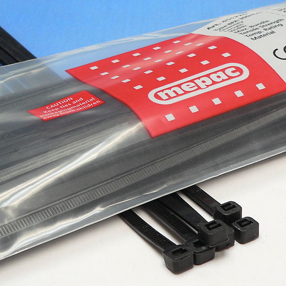 Bundelband 300x4,5mm zwart 100 stuks nylon Mepac Premium Quality