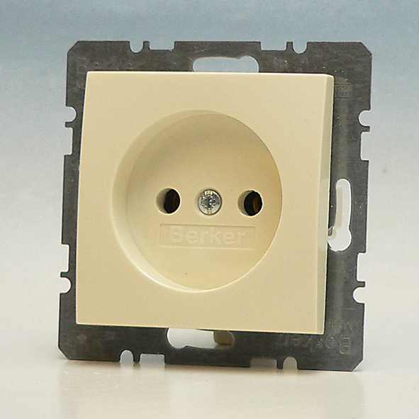Berker S1 wandcontactdoos zonder randaarde 1-voudig creme glanzend (6167038982) afbeelding 2