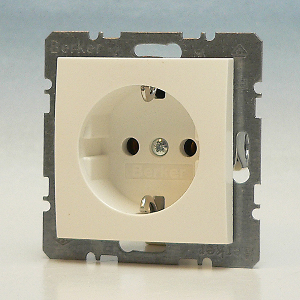 Berker S1 wandcontactdoos met randaarde 1-voudig polarwit glanzend 47478989 (6147438989)