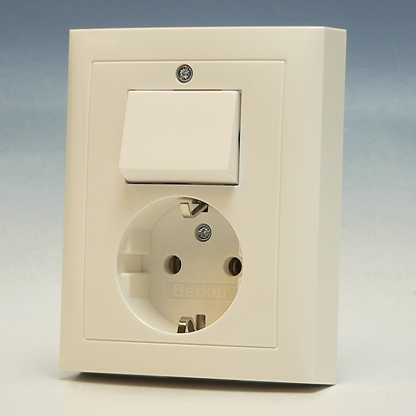 Berker S1 combinatie wisselschakelaar/wandcontactdoos met randaarde 1-voudig polarwit glanzend (6143568949) afbeelding 2