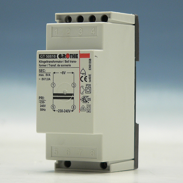 GROTHE GT50810AP TRAFO 8V 1A OPBOUW + DINRAILM.