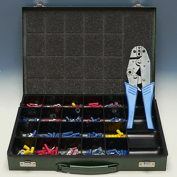 Assortiment Geïsoleerde Kabelschoenen in een 21-vaks metalen