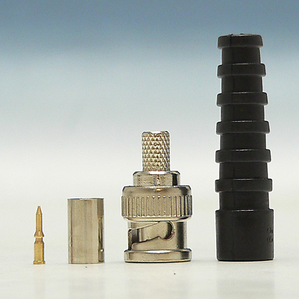 BNC 75 ohm Kabeldeel Male Recht krimp kabel 6 mm + tule Zwar