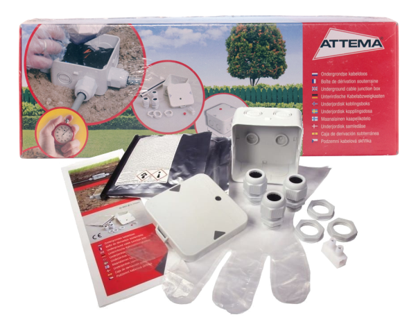 Attema Gietmofpakket kabeldoos/3x M25-wartel/kroonsteen/giethars IP68 2511
