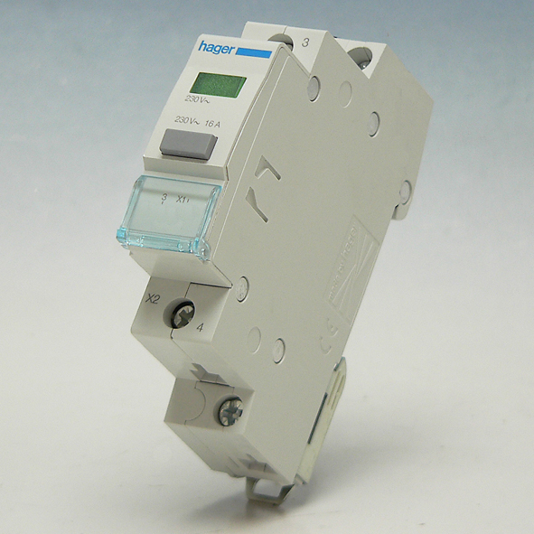 Hager Drukschakelaar 16A/230VAC 2m grijs LED groen SVN433 afbeelding 2