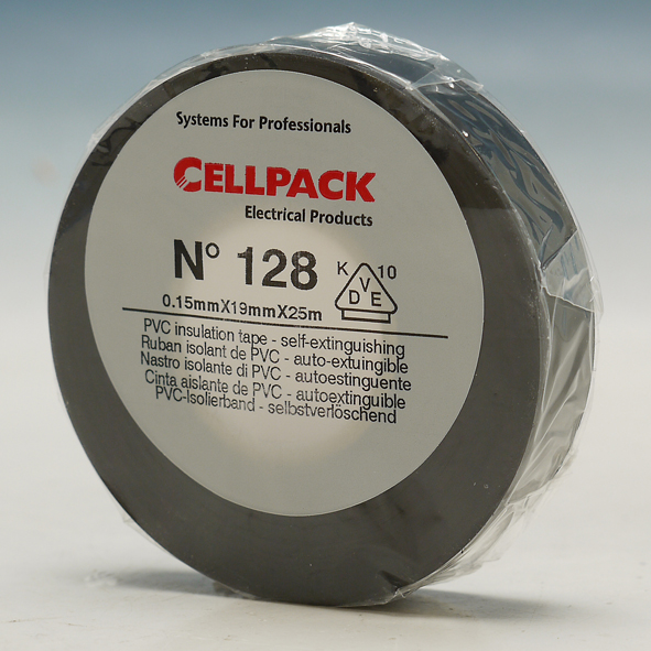 CELLPACK TAPE128 19 ZW TAPE 19X0.15X25M ZWART