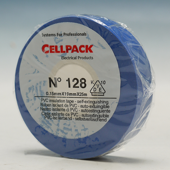 CELLPACK TAPE128 19 BL TAPE 19X0.15X25M BLAUW afbeelding 2
