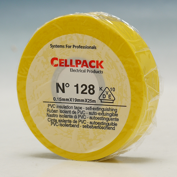 CELLPACK TAPE128 19 GE TAPE 19X0.15X25M GEEL afbeelding 2