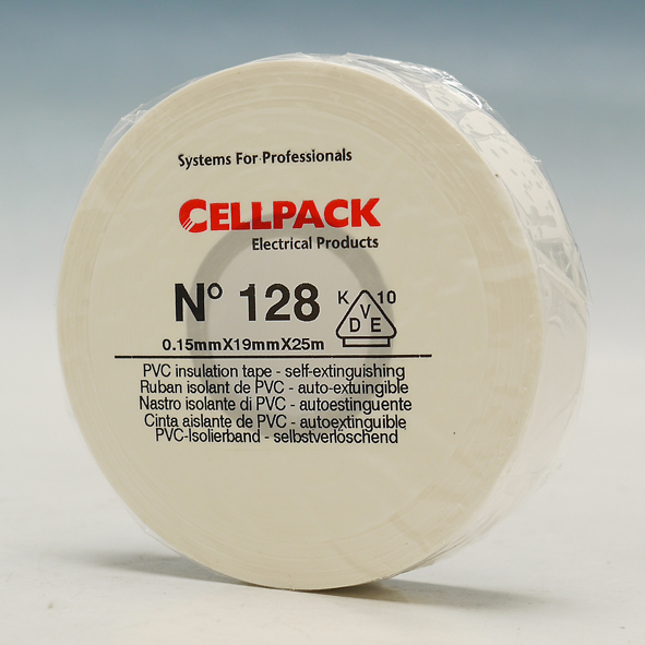 CELLPACK TAPE128 19 WT TAPE 19X0.15X25M WIT afbeelding 2