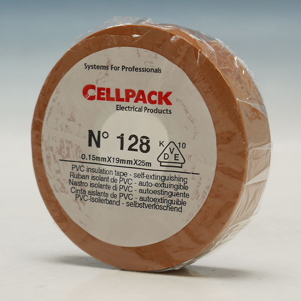 CELLPACK TAPE128 19 BR TAPE 19X0.15X25M BRUIN afbeelding 2