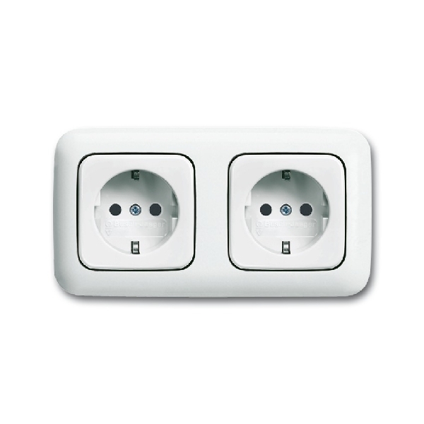 Dubbel stopcontact BJ SI wit glanzend 20-2EUCJ-214-503 (2CKA002014A1465)