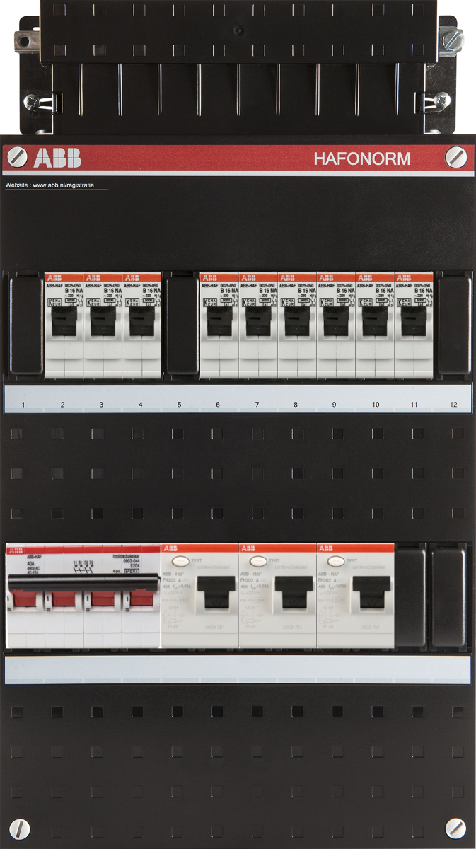 ABB HAF 9-groepenverdeler 3-fase hoofdsch. 3x ALS2p 30mA 3+3+3 autom. HAD333333-222+H44