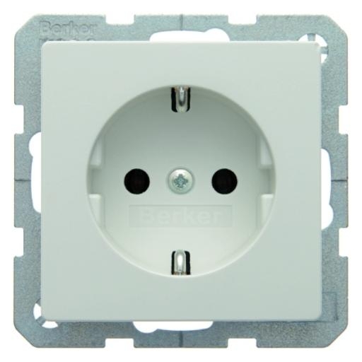 Berker Q.1 stopcontact met randaarde en schroefklemmen enkel polarwit (41436089) afbeelding 2