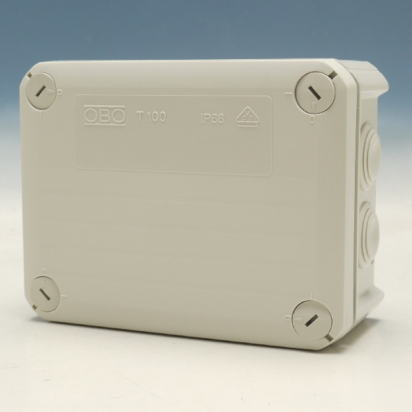 OBO kabeldoos T100 M25, 10mm2 500V, IP66 10 kabelinvoeren kunststof grijs 150x116x67mm
