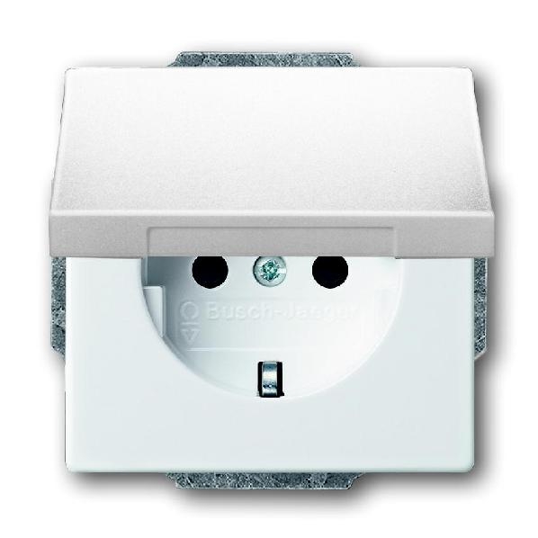 Busch-Jaeger inbouwwandcontactdoos met randaarde 20 EUK-84 studiowit (2CKA002018A1467) afbeelding 2
