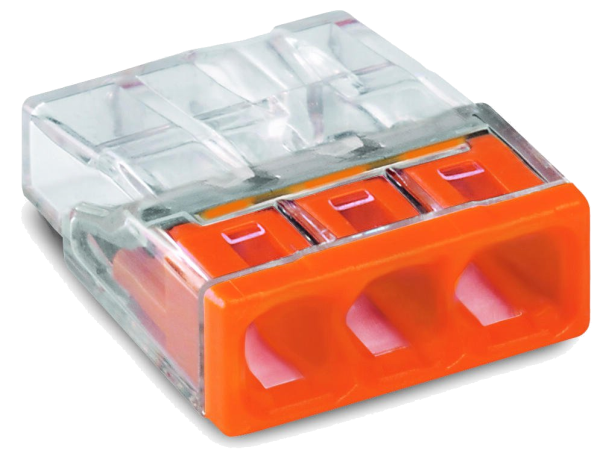 Wago Lasklem 3-voudig 0,5-2,5mm² 24A Compact oranje (doos 100st) 2273-203