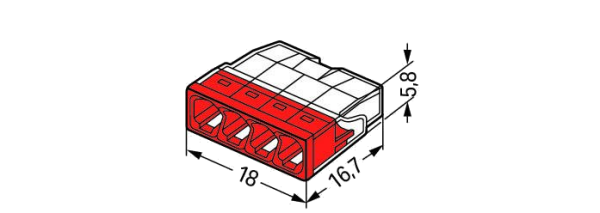 Wago Lasklem 4 polig transparant rood 100 stuks (2273-204)
