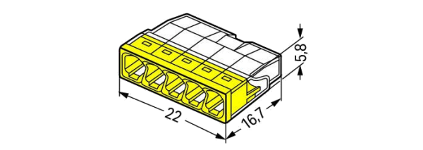 Wago Lasklem 5 polig transparant geel  2273-205