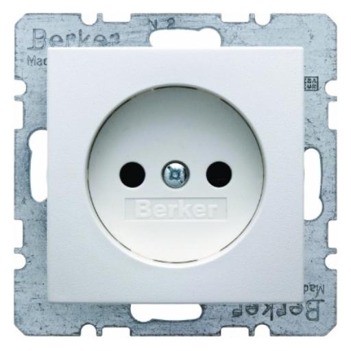 Berker S1 wandcontactdoos zonder randaarde 1-voudig polarwit mat KindVeilig (6167331909) afbeelding 2