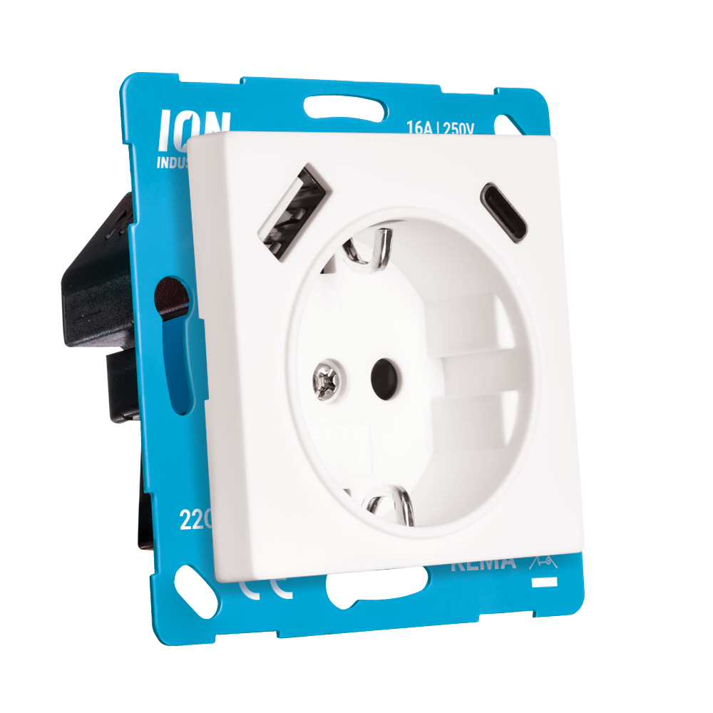 ION Wandcontactdoos RA USB A + USB C met Aanraakbeveiliging V1/J1 Alpin Wi afbeelding 2