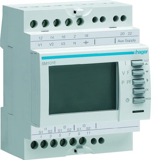 Hager Multimeter digitaal LCD DIN-rail SM101E afbeelding 2