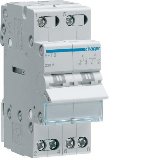 Hager Omschakelaar 2-P 1M/1V 40A I-0-II, common boven SFT240 afbeelding 2