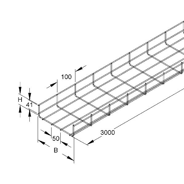 Draadgoot 60 100mm 3m kopp RVS GR60.100ER