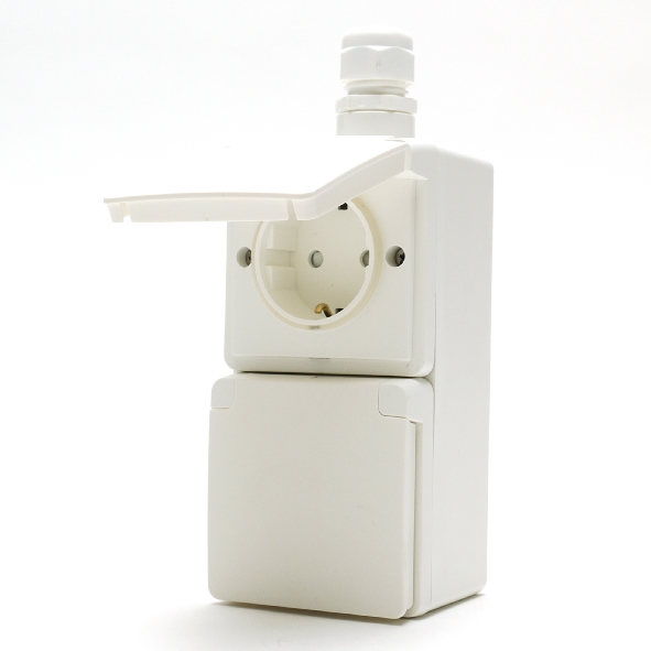 Niko Hydro Wandcontactdoos RA 2-voudig IP55 verticaal 1x wartel M20 schroef opbouw wit 701-37842 afbeelding 2