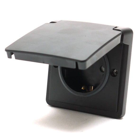 Niko Hydro wandcontactdoos met randaarde 1-voudig IP55 klapdeksel schroef zwart 761-36800 afbeelding 2
