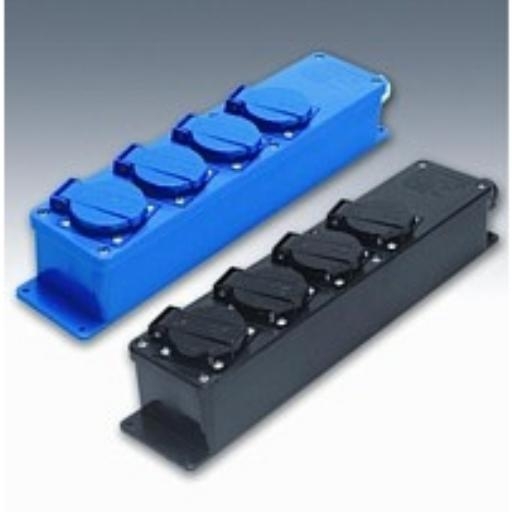 Snoercentrale blauw 4x stopcontacten 16A 230V met wartel M20 Keraf 104469