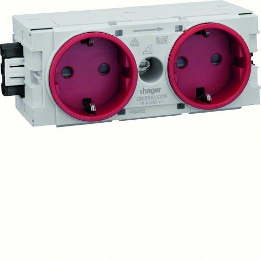 Contactdoos 2V+RA C-profiel Wago RAL3020 rood afbeelding 2