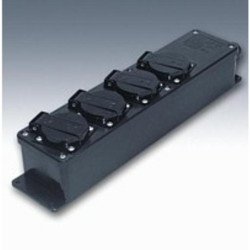 Snoercentrale zwart 4x schuko 16A 250V Keraf 104470