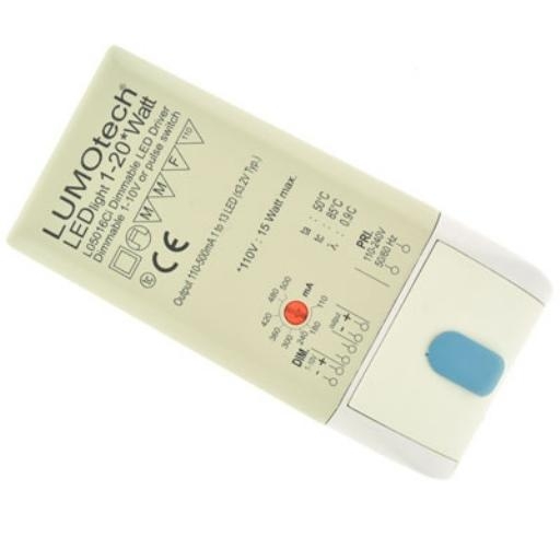 Led Driver 1-20W Uf40V, 110-500mA, dimbaar via (0)1-10V