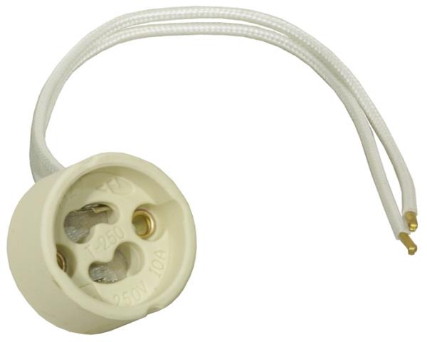 Lamphouder GU/GZ10 incl. 20cm bedrading met fiberglas isolatie en adereindhulzen