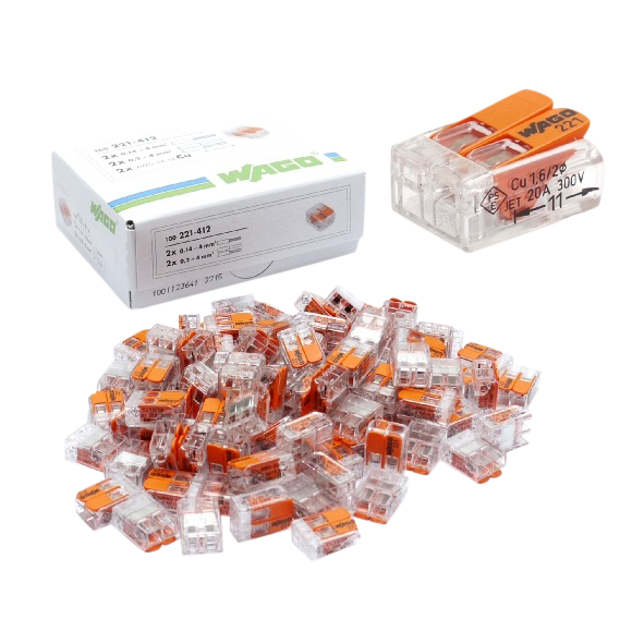 Wago Verbindingsklem 2-voudig 0,14-4mm² 32A transparant (doos 100st) 221-412