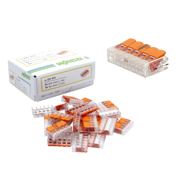 Wago Verbindingsklem 5-voudig 0,14-4mm² 32A transparant (doos 25st) 221-415
