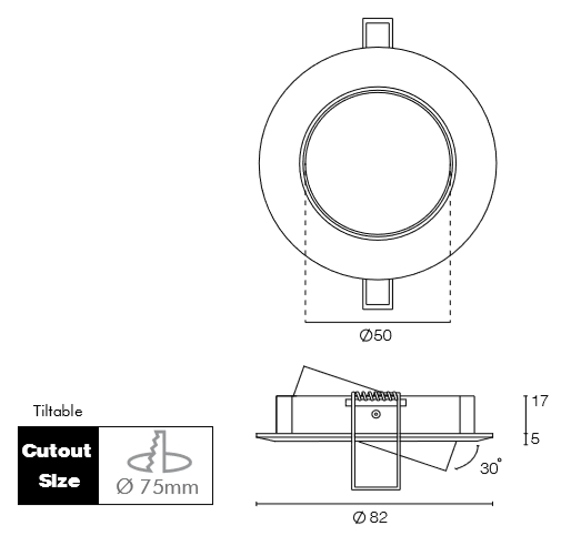 Inbouwspot GX5,3 50mm kantelbaar schuin gesch. alu